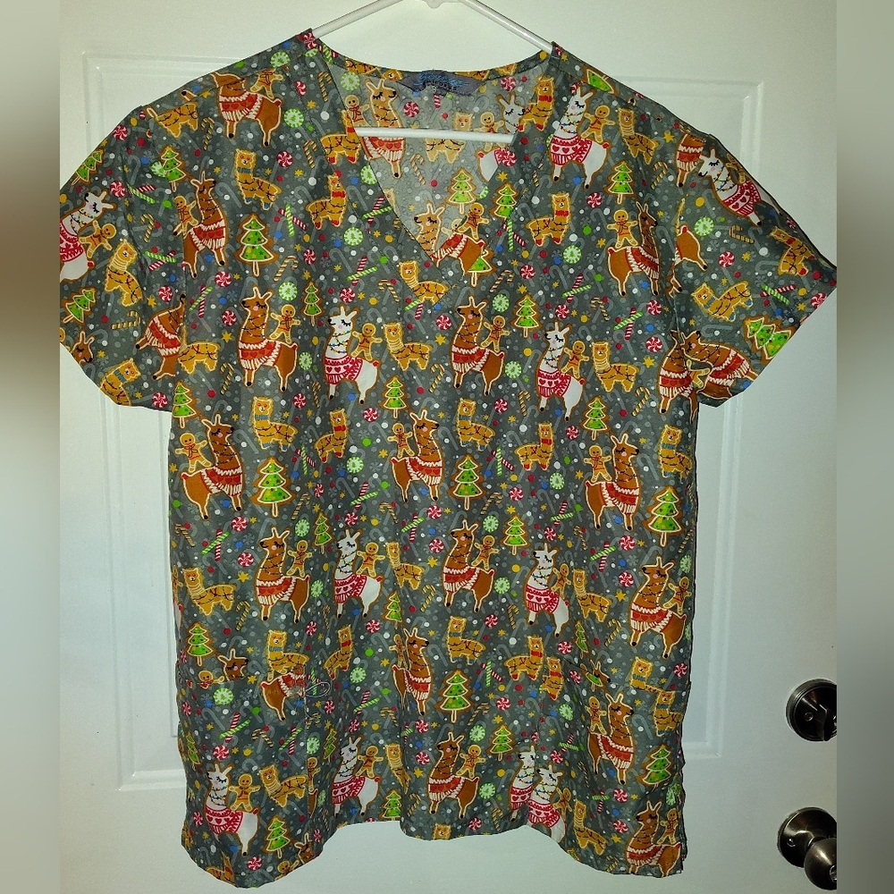 Holiday Scrub Top